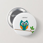 Blue en Gold Uil Sjabloon Ronde Button 5,7 Cm (Voorkant /achterkant)