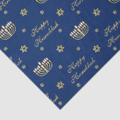 Blue en Golden Happy Hanukkah Tissuepapier (Detail)