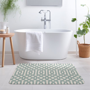Blue en Ivory Trellis Moderne bosbouw Badmat