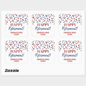 Blue en Red Confetti Happy Retirement Vierkante Sticker (Vel)