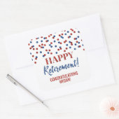 Blue en Red Confetti Happy Retirement Vierkante Sticker (Envelop)