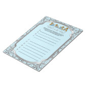 Blue en Silver Damask Teddy Bears - Game Notitieblok (Schuin)