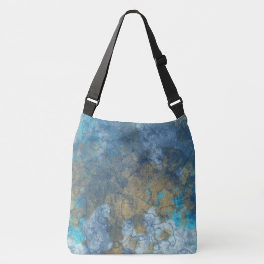 Blue en Turquoise Abstract Crossbody Tas (Voorkant)