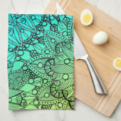 Blue en Turquoise Mandala Pattern Theedoek (Quarter Fold)