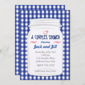 Blue En vichy Mason Jar Douche Pays Invitation (Devant / Derrière)