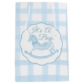 Blue En vichy Rocking Horse Boy Baby Sac cadeau po (Devant)