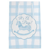 Blue En vichy Rocking Horse Boy Baby Sac cadeau po (Dos)