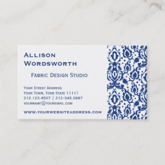 Blue en White Casbah Damask Visitekaartje