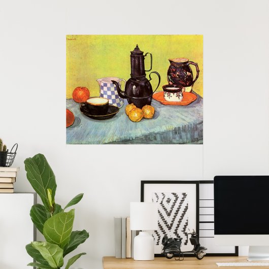 Blue Enamel Coffeepot van Vincent van Gogh Poster (Thuiskantoor)