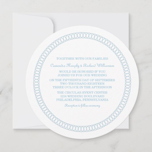 Blue Encirled Round Wedding Invite Kaart (Voorkant)