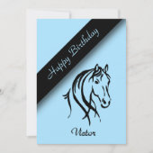 Blue Equine Birthday Party Invitation Kaart (Voorkant)