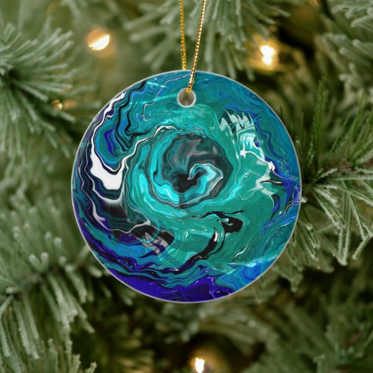 Blue Eternity | Abstracte kerstkunst Keramisch Ornament (Boom)