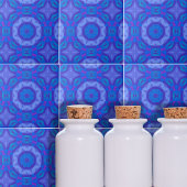 Blue Ethnic Boho Abstract Mosaic Geometric Pattern Tegeltje
