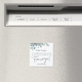 Blue Eucalyptus Leaf Script Bloemenmeisje Request Magneet (Insitu (Vaatwasser))