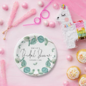 Blue Eucalyptus Script Naam Datum Vrijgezellenfees Papieren Bordje (Feest)