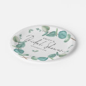 Blue Eucalyptus Script Naam Datum Vrijgezellenfees Papieren Bordje (Gekanteld)