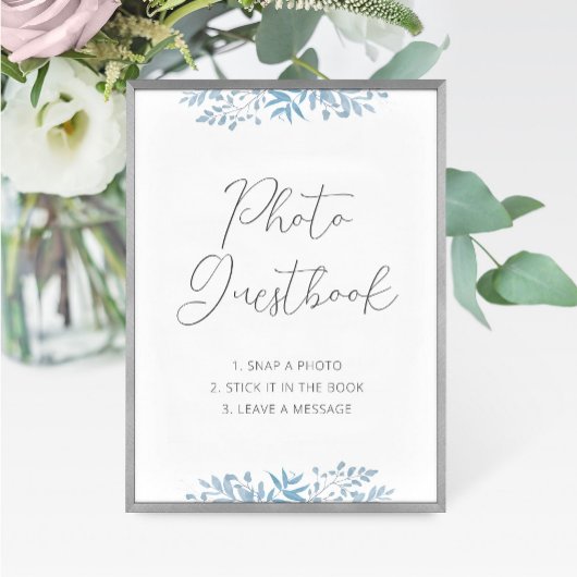 Blue Eucalyptus Weddenschap Foto Guestbook Sign