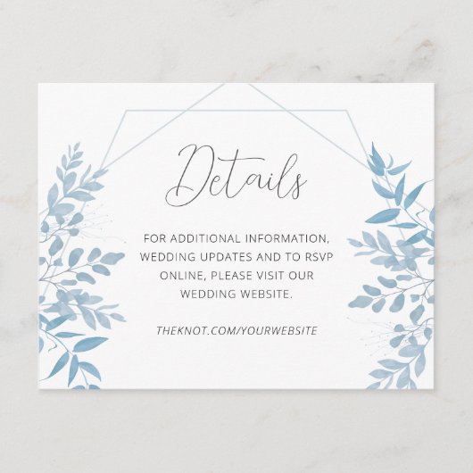 Blue Eucalyptus Weddenschap-kaart Informatiekaartje (Voorkant)