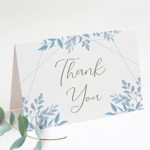 Blue Eucalyptus Wedding Folded Bedankt kaarten