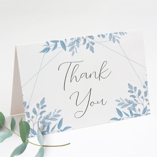 Blue Eucalyptus Wedding Folded Bedankt kaarten