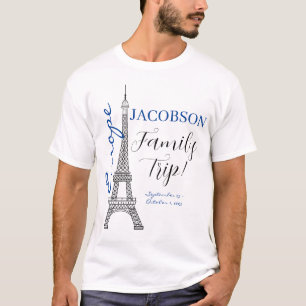 Blue Europe Paris Eiffel Tower Family Trip T-shirt
