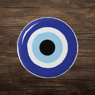 Blue Evil Eye Protection Ronde Button 3,2 Cm