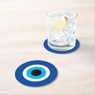 Blue Evil Eye rond papier drink onderzetters voor 