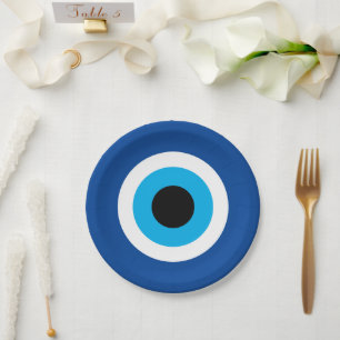 Blue Evil Eye ronde papieren borden voor bruiloft Bordje
