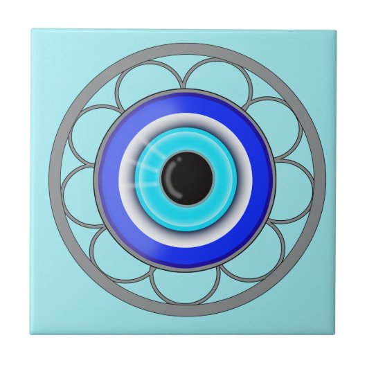 Blue Evil Eye weergeeft negatieve energie - Tegeltje (Voorkant)