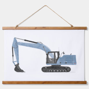 Blue Excavator Construction Kinder Room Decor Hangend Wandkleed