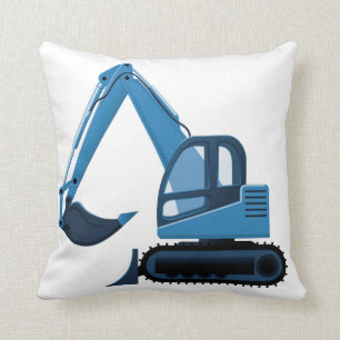 Blue Excavator Pillow Kussen