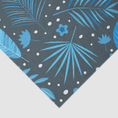 Blue Exotic Tropical Leaves en Flowers Pattern Tissuepapier (Detail)