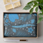 Blue Exotic Tropical Leaves en Flowers Pattern Tissuepapier (Geschenk)