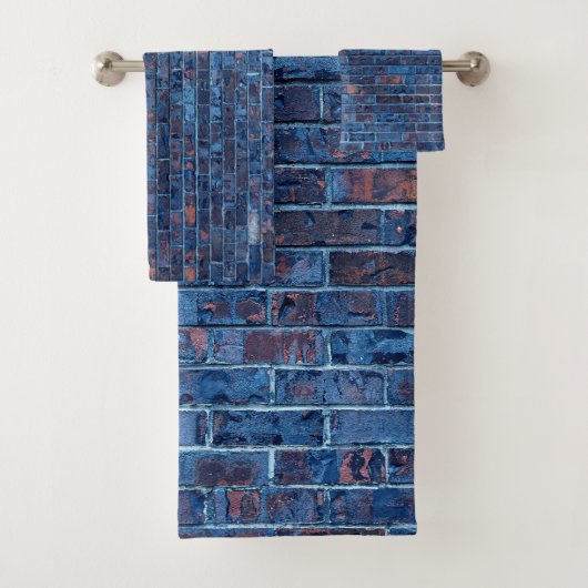Blue Exposed Brick Cool Bad Handdoek (Insitu)