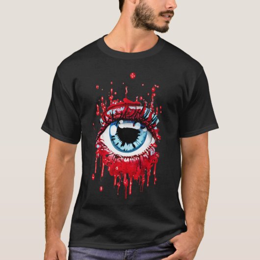 Blue Eye Driving Blood Horror art T-shirt (Voorkant)
