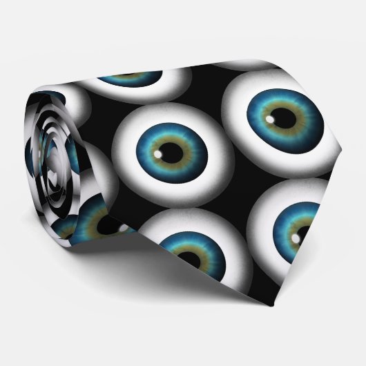Blue Eye Eyeballs Cool Custom NeckTies Cravate noi (Roulé)