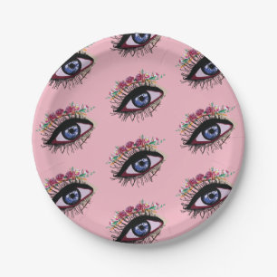 Blue Eye & Flower Custom Paper Borden Papieren Bordje