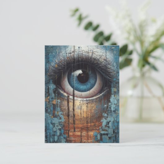 Blue Eye Grunge Briefkaart (Staand voorkant)
