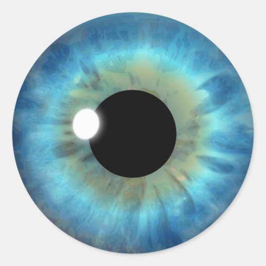 Blue Eye Iris Cool Eyeball Custom Ronde Stickers (Voorkant)