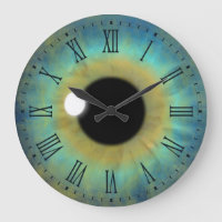 Blue Eye Iris Eyball Grande horloge ronde romaine
