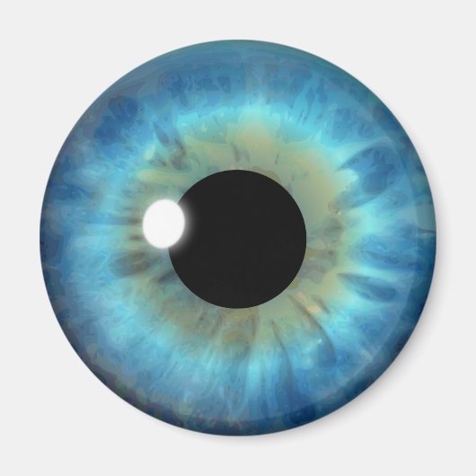Blue Eye Iris Eyeball Cool Custom Round Magnet Magneet (Voorkant)