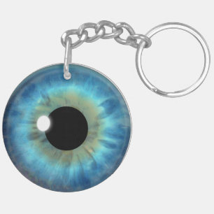 Blue Eye Iris Round Double Sided Acryllic Sleutelh Sleutelhanger