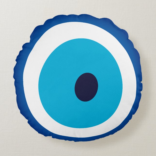Blue Eye Lucky Charm Rond Kussen (Voorkant)