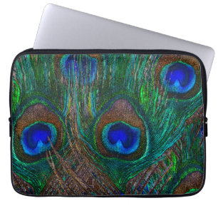 Blue Eye Peacock Feathers Stijlvol Decor Laptop Sleeve