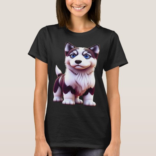 Blue Eyed Husky Puppy T-shirt (Voorkant)