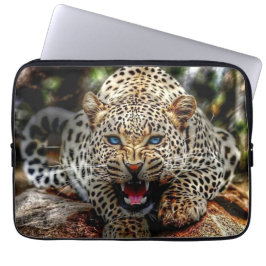 Blue Eyed Leopard Laptop Sleeve