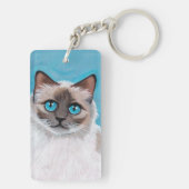 Blue Eyed Ragdoll Cat Portrait Sleutelhanger (achterkant)