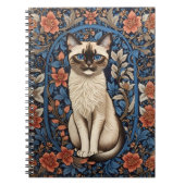 Blue Eyed Siamese kat William Morris geïnspireerd Notitieboek (Voorkant)