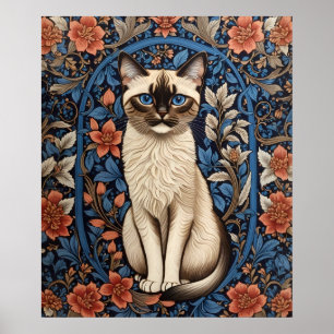 Blue Eyed Siamese kat William Morris geïnspireerd Poster