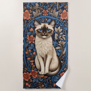Blue Eyed Siamese kat William Morris geïnspireerd Strandlaken